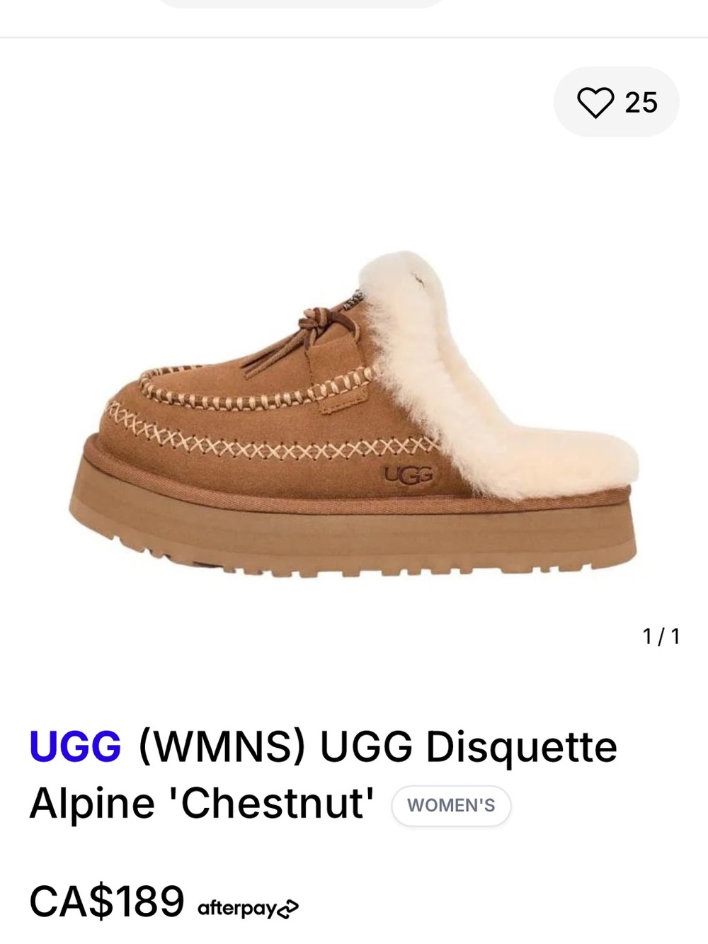 UGG Disquette Alpine Chestnut Suede Shearling Clog
